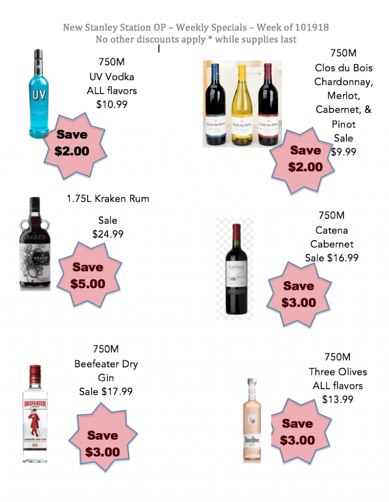 Weekly Specials Stanley Station OP 101918 to 102518 Stanley Station